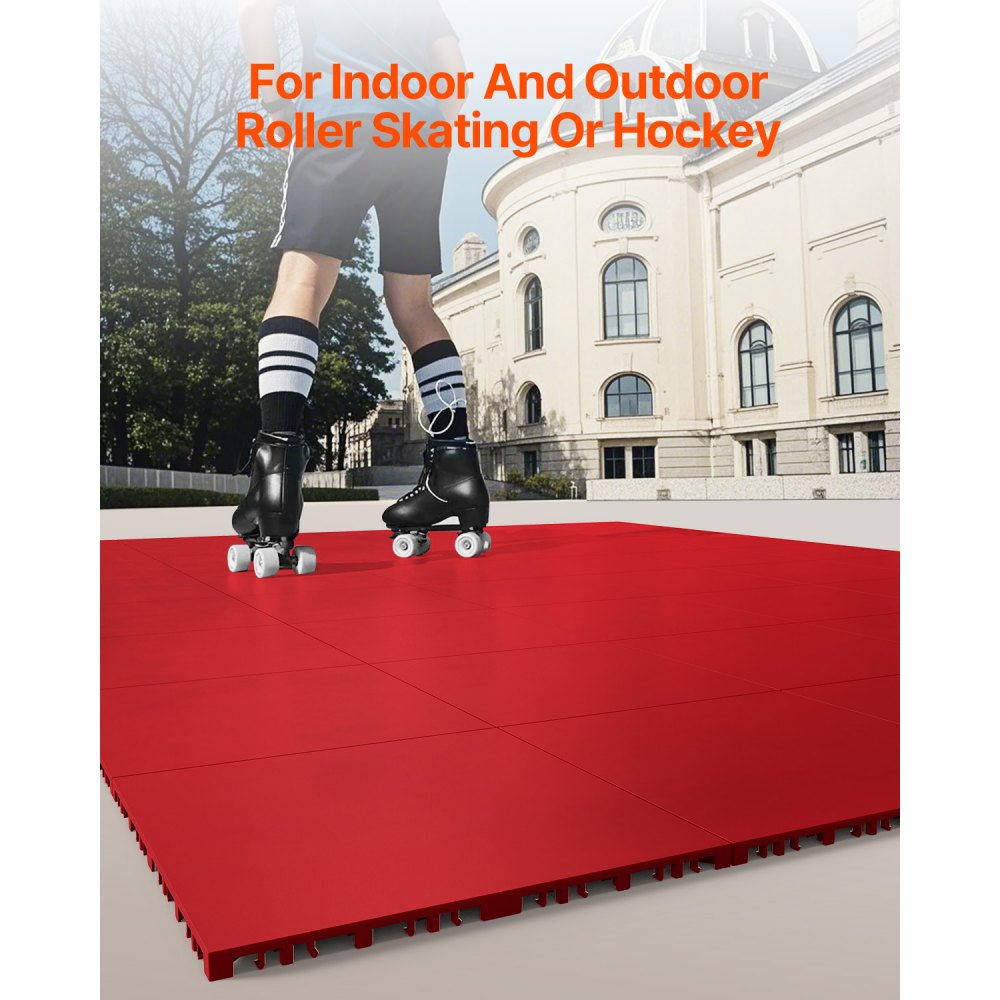VEVOR Azulejos de Suelo para Hockey sobre Césped Artificial,  8 Piezas, Superficie de Entrenamiento Versátil Entrelazada, Baldosas para Pista de Baile, (Rojo, 8 Pies Cuadrados/Caja), 315 x 315 x 16 mm