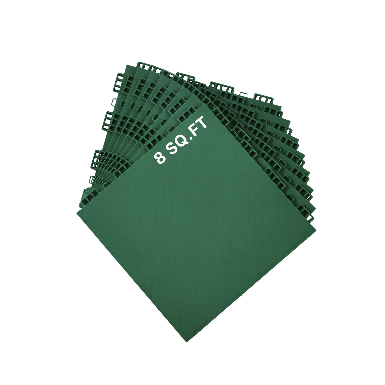 VEVOR Hockey Flooring, 315 x 315 x 16 mm, Interlocking Multi-Purpose PP Floor Tiles, 8 Pieces, Dance Floor Tiles, Hockey Training Board for Shooting, Green, 0.7 m²/Carton