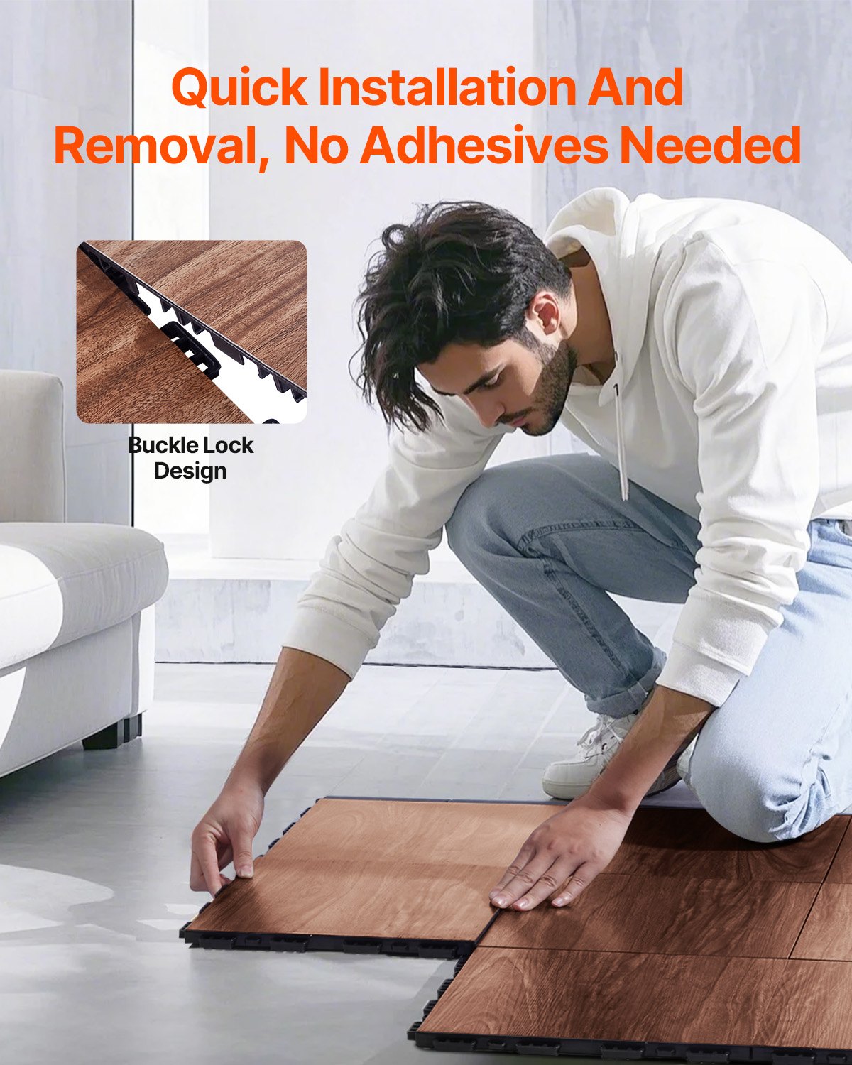 VEVOR Pistas de Baile de PP y PVC, 25 Piezas Entrelazadas, Suelo de Baile Portátil para Práctica de Baile con Base Acolchada (Veta de Madera de Roble, 25 Pies Cuadrados/Caja), 315 x 315 x 17,2 mm