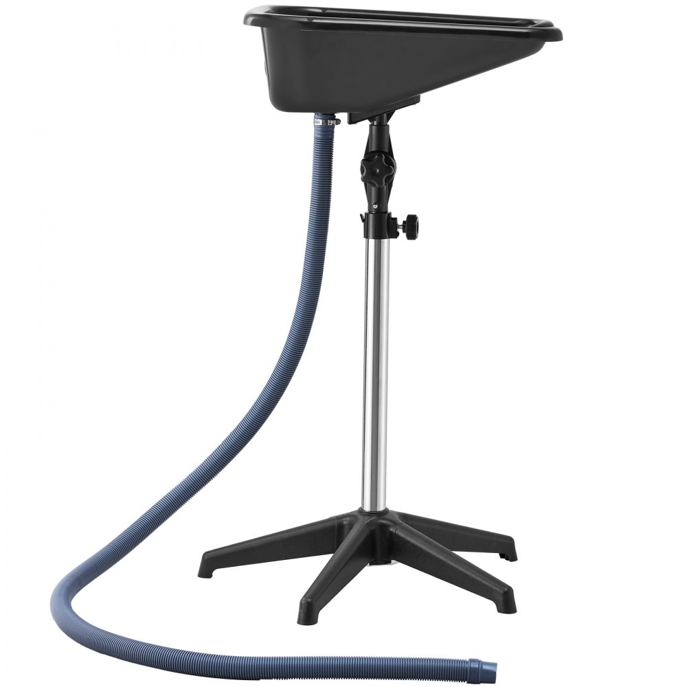 VEVOR Lavabo Móvil de Peluquería, con Altura y Ángulo Ajustables, Lavacabezas con Manguera de Drenaje y Base de Apoyo, Ideal para Barberías, Salones de Belleza, 510 x 520 x (900-1270) mm, Negro