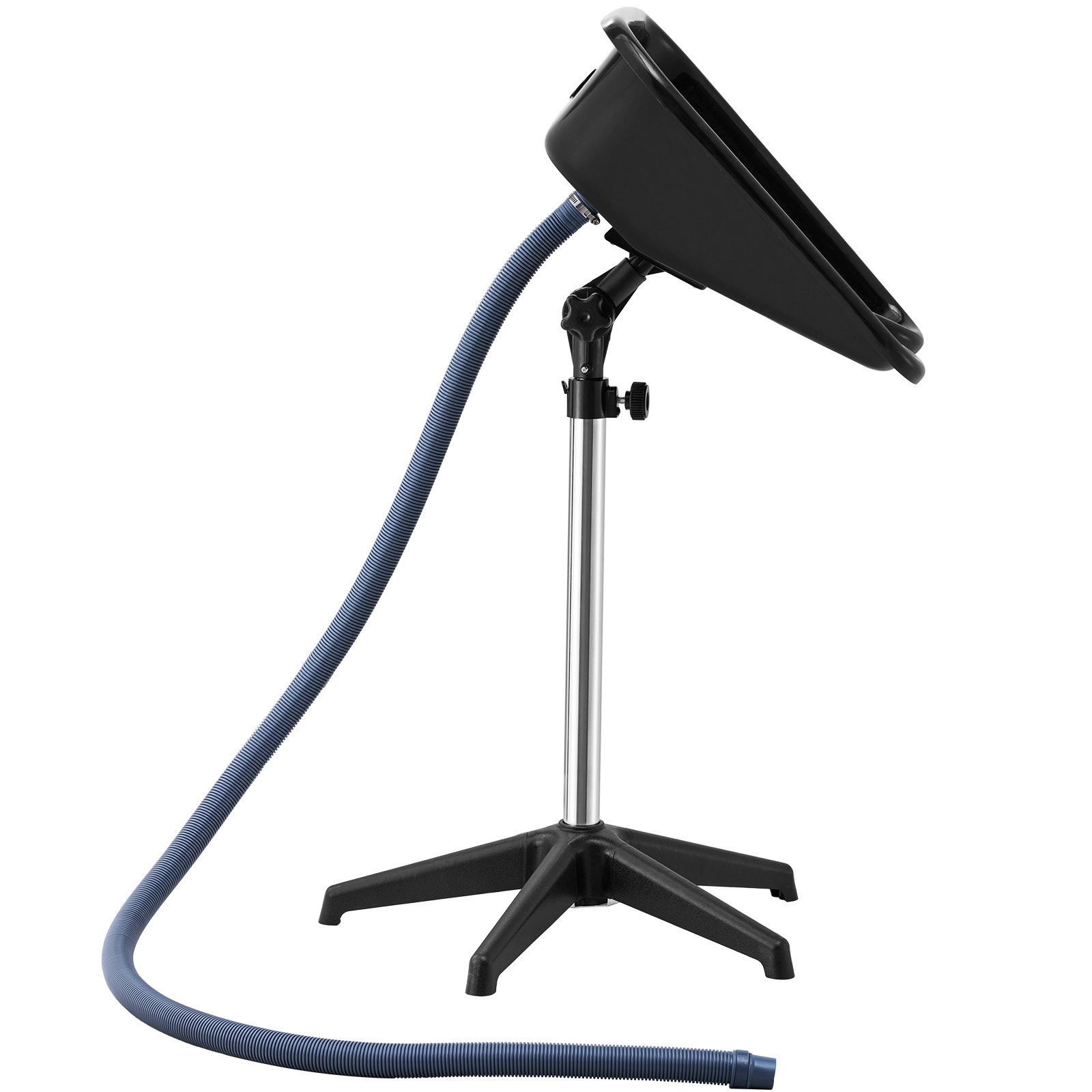 VEVOR Lavabo Móvil de Peluquería, con Altura y Ángulo Ajustables, Lavacabezas con Manguera de Drenaje y Base de Apoyo, Ideal para Barberías, Salones de Belleza, 510 x 520 x (900-1270) mm, Negro