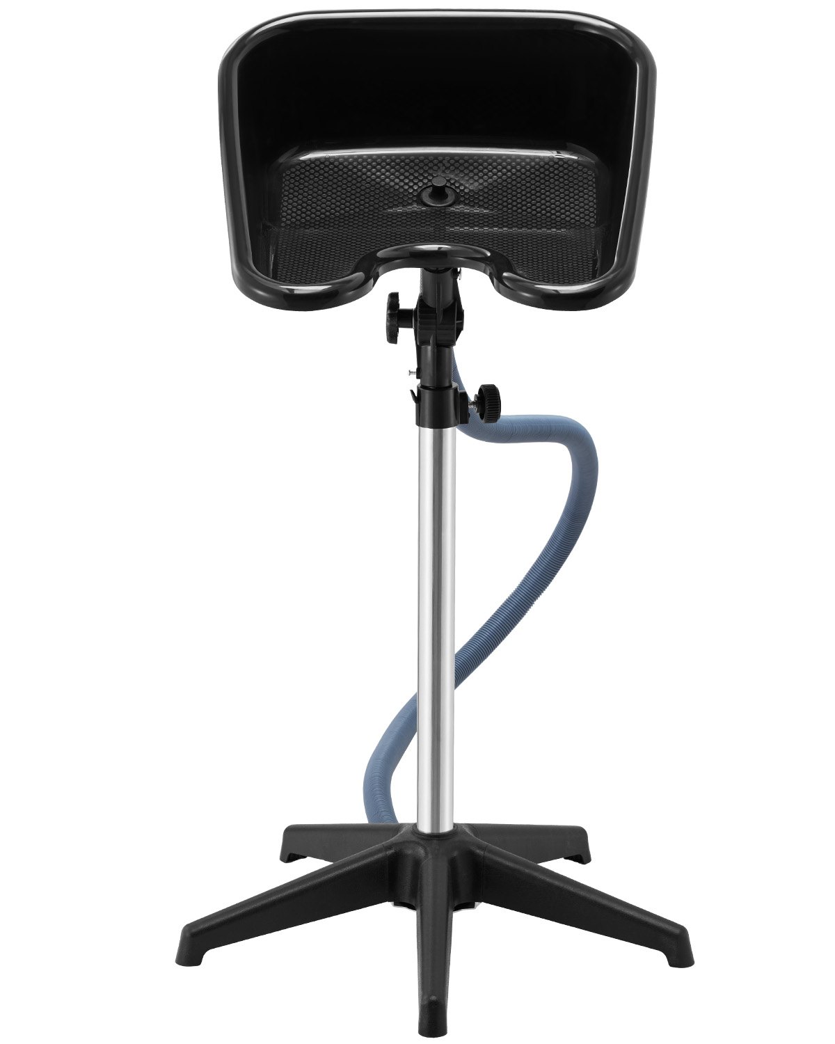 VEVOR Lavabo Portátil para Champú Lavabo para Lavar el Cabello de Altura y Ángulo Ajustables con Manguera de Drenaje y Base en Forma de Estrella para Peluquería, Salón de Belleza, Centro de Spa, Negro