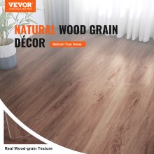 VEVOR Baldosas de Vinilo Entrelazadas 1220 X 185 mm, 10 Baldosas de 5,5 mm de Grosor Se Encajan, Pisos de Bricolaje de Veta de Madera de Color Marrón Profundo para Cocina, Comedor, Dormitorios y Baños