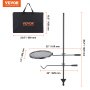 VEVOR Rotisserie Swivel Grill, Steel, 360 x 360 mm, Charcoal Grill, Double Layer Grill Grate, Grill Rack, 6 kg Load Capacity, 300 ℃, Freestanding, Spit Roast Grill, BBQ Grill, Grill Cart, Barbecue, Outdoor