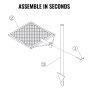 VEVOR Parrilla Giratoria para Fogatas Altura Ajustable 71cm Parrilla Portátil de Acero Malla Diamantada de 40,5x40,5 cm Capacidad de Carga de 6kg para Fogatas de Campamento para Barbacoa al Aire Libre