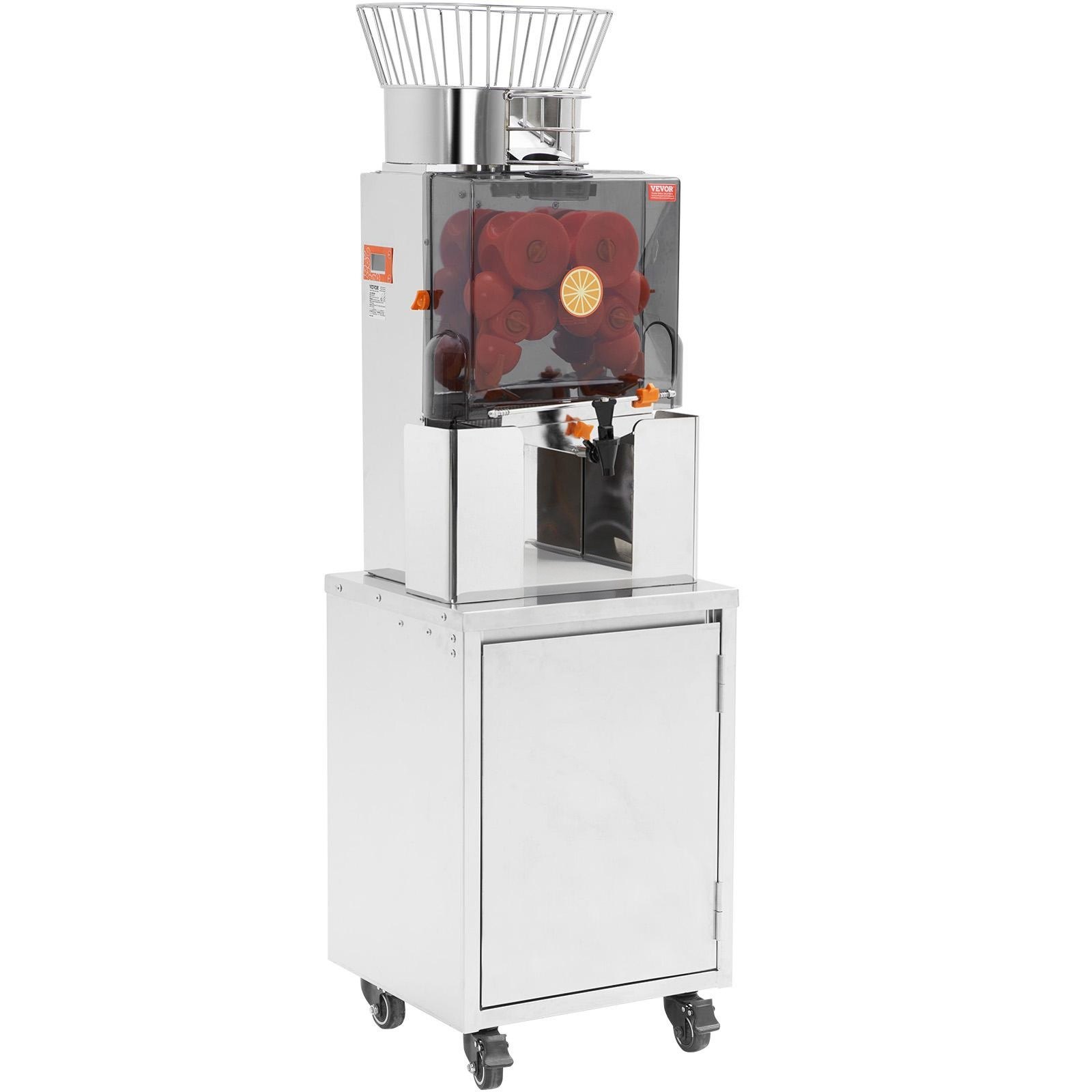 VEVOR Exprimidor de Cítricos Eléctrico 120 W Extractor de Zumo de Naranja Comercial Automático con Filtro Extraíble Cubo de Recolección de Cáscaras y Grifo para Restaurantes, Cafeterías, Fruterías