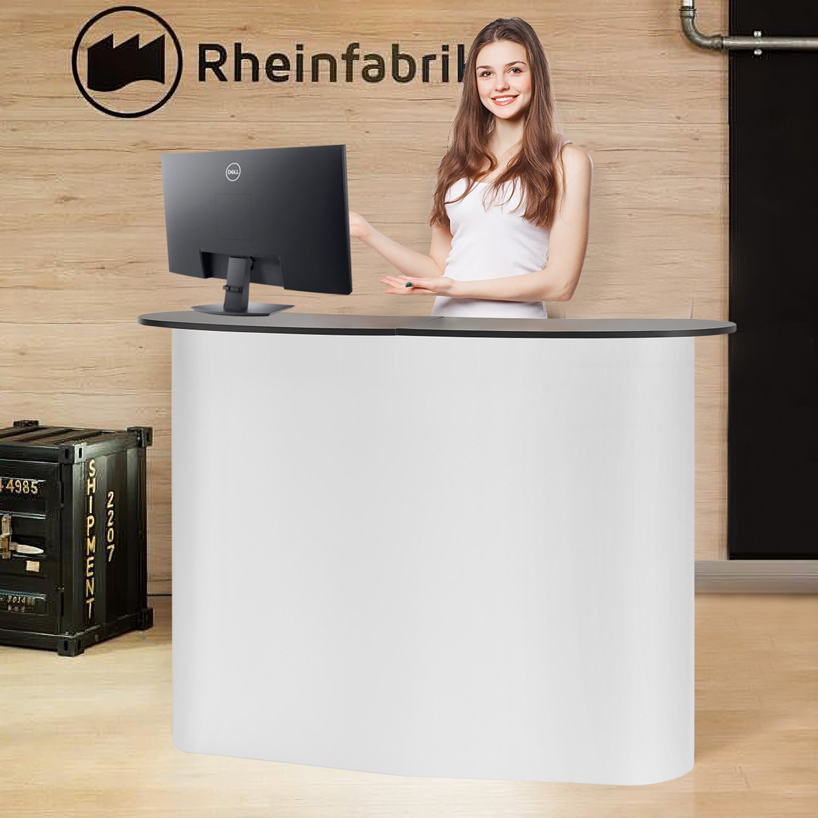 VEVOR Mostrador de Pie de Feria 130 x 46,5 x 95 cm Mostrador de Exhibición con Pared, Mesa de Bar Plegable para Promoción Minorista, Podio Emergente con Estante de Almacenamiento, Bolsa de Transporte