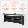 VEVOR Mostrador para stand de feria, mesa de bar plegable portátil extralarga de 195x38,5x88 cm con bolsa de transporte, estante de almacenamiento y falda negra para fiestas, pícnic, exposiciones