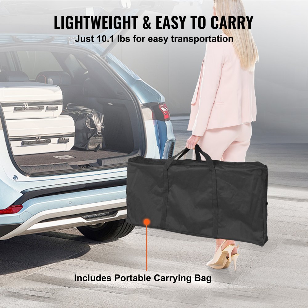 VEVOR Portable Exhibition Counter, 975 x 385 x 870 mm, Exhibition Stand, Foldable Promotional Bar Table, Reception with Storage Shelf, Carrying Bag, Black