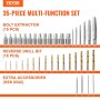 VEVOR Extractor de Tornillos Prisioneros 19 PCS 3,2-12,7 mm con 16 Brocas HSS Giro a la Izquierda Extracción de Tornillos Rotos de 2,8-12,7 mm Juego de 35 Piezas con Estuche para Quitar Pernos Dañados