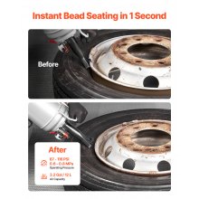 VEVOR Máquina de Granallado de Neumáticos, 12 L, Inflador de Neumáticos Portátil Mejorado, 0,6-0,8 MPa, para Coche, Bicicleta Eléctrica, Autocaravana, Todoterreno, Color Plata, 810 x 168 x 280 mm