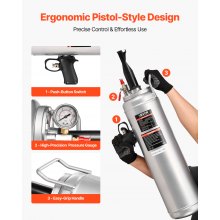 VEVOR Máquina de Granallado de Neumáticos, 12 L, Inflador de Neumáticos Portátil Mejorado, 0,6-0,8 MPa, para Coche, Bicicleta Eléctrica, Autocaravana, Todoterreno, Color Plata, 810 x 168 x 280 mm