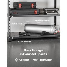 VEVOR Máquina de Granallado de Neumáticos, 12 L, Inflador de Neumáticos Portátil Mejorado, 0,6-0,8 MPa, para Coche, Bicicleta Eléctrica, Autocaravana, Todoterreno, Color Plata, 810 x 168 x 280 mm