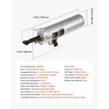 VEVOR Máquina de Granallado de Neumáticos, 12 L, Inflador de Neumáticos Portátil Mejorado, 0,6-0,8 MPa, para Coche, Bicicleta Eléctrica, Autocaravana, Todoterreno, Color Plata, 810 x 168 x 280 mm