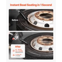 VEVOR Máquina de Granallado de Neumáticos, Capacidad 8 L, Inflador de Neumáticos Portátil Mejorado, 0,6-0,8 MPa, para Coche, Bicicleta Eléctrica, Autocaravana, ATV, Negro, 775 x 160 x 200 mm