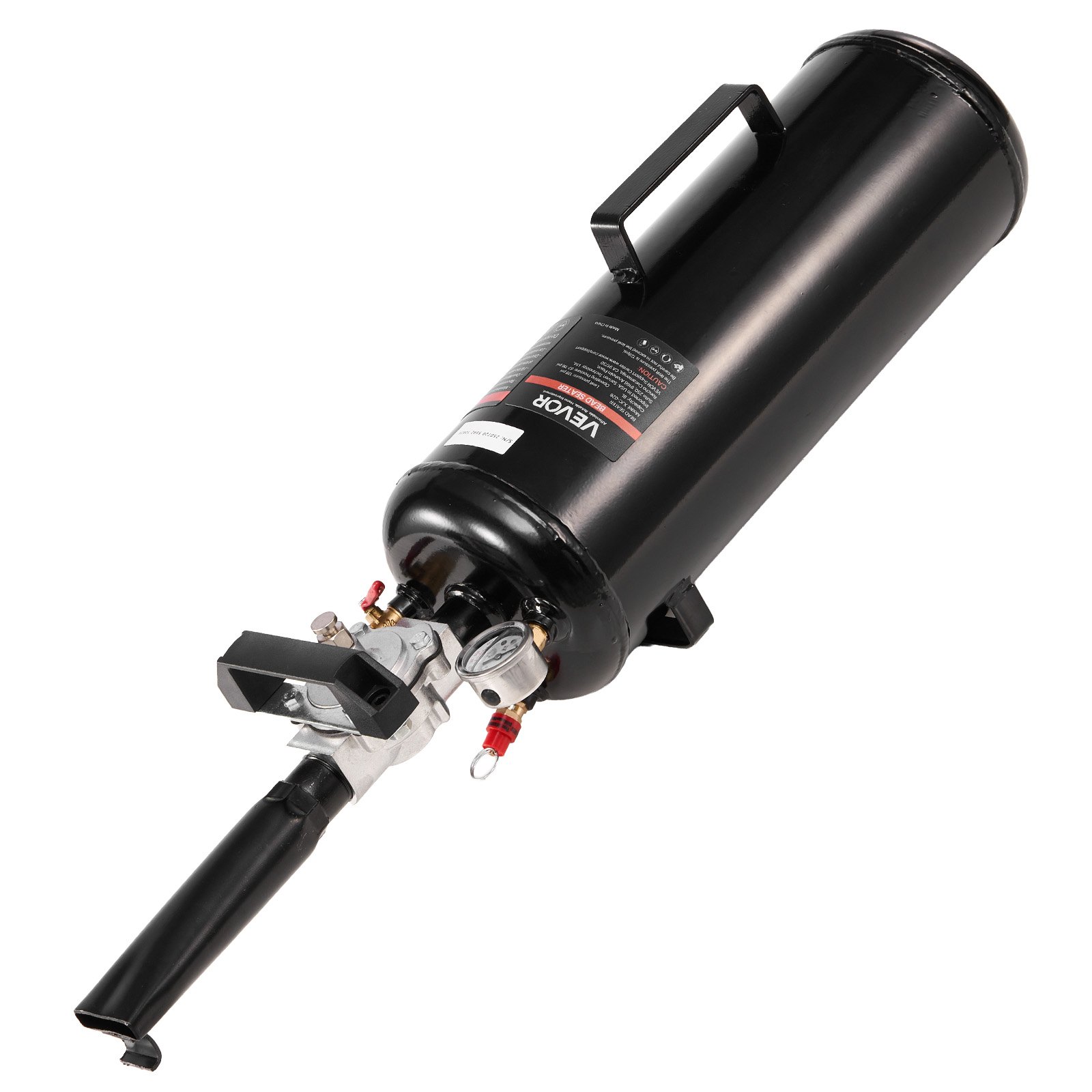 VEVOR Máquina de Granallado de Neumáticos, Capacidad 8 L, Inflador de Neumáticos Portátil Mejorado, 0,6-0,8 MPa, para Coche, Bicicleta Eléctrica, Autocaravana, ATV, Negro, 775 x 160 x 200 mm