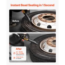 VEVOR Asentador de Talones para Neumáticos 18,9 L, Presión de Trabajo de 0,6-0,8 MPa, Bomba de Aire para Camionetas, Jeeps, Tractores Cortacésped, Autocaravanas, Color Negro, 400 x 535 x 295 mm