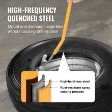 VEVOR Herramienta de Desmontaje de Neumáticos 571-622mm Barra de Acero para Cambiar Neumáticos Montaje Desmontaje Manual 3 Herramientas para Cambiar Neumáticos Taloneras para Camiones Coches, Amarillo