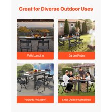 VEVOR Mesa de Terraza Extensible, Fabricada en Acero al Carbono y Aluminio, para Exterior, Terraza, Jardín, Porche, Impermeable, Capacidad de Carga 68 kg, Color Gris Oscuro, 80–160 x 80 x 75 cm