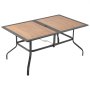 VEVOR Outdoor Patio Dining Table, 150cm Long Rectangular Wood-Like Steel Slat Backyard Bistro Tables for 4-6,  with 38mm Umbrella Hole, All-Weather Large Furniture for Lawn Garden Porch, Brown