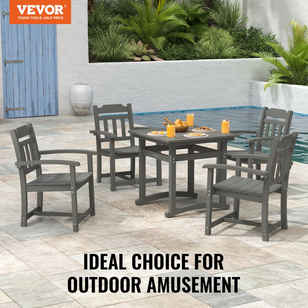VEVOR 5-piece garden furniture set, balcony furniture set, 1 table + 4 chairs, 150 kg / 150 kg, seating group set, weatherproof, sunproof, dining set, garden patio furniture set, modern balcony furniture, light gray
