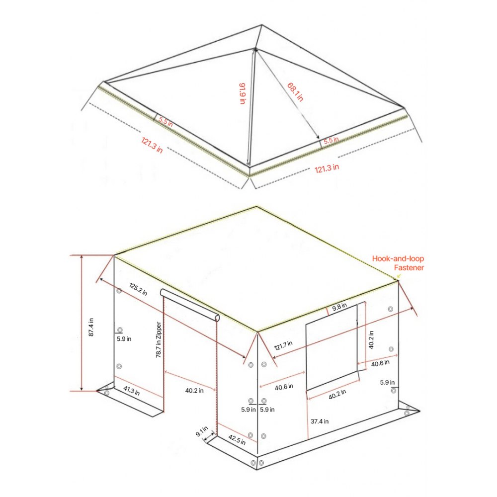 VEVOR Cubierta para Cenador de Invierno, 3,07 x 3,07 m, Cubierta de Cenador Resistente a la Intemperie con Paredes Laterales y Ventanas de Malla, Material de Polietileno, No Incluye Cenadores