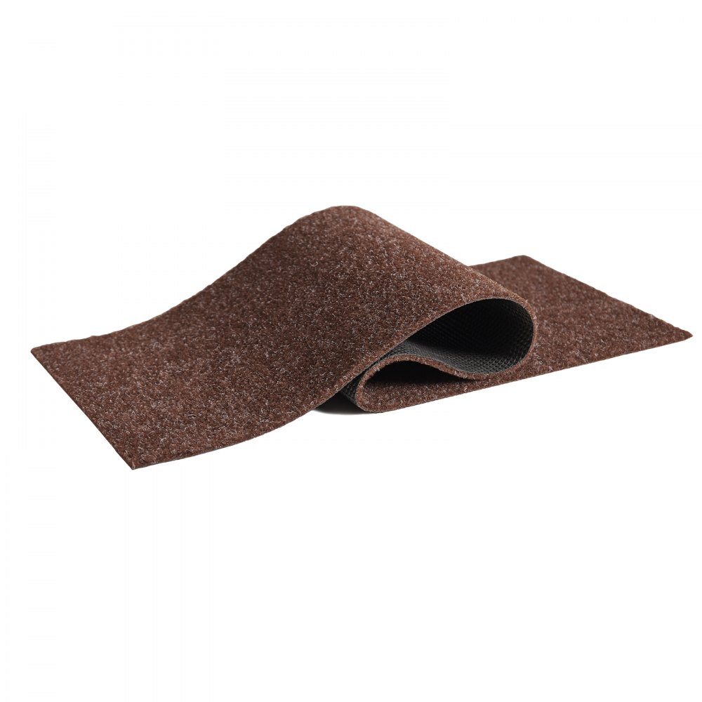 Peldaños de escalera VEVOR con textura marrón enrollados con respaldo antideslizante negro.