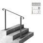 Pasamanos de exterior VEVOR sobre escalones de hormigón con herrajes de instalación incluidos.