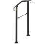 Pasamanos VEVOR de metal negro con curvas superiores decorativas y placas de base resistentes.
