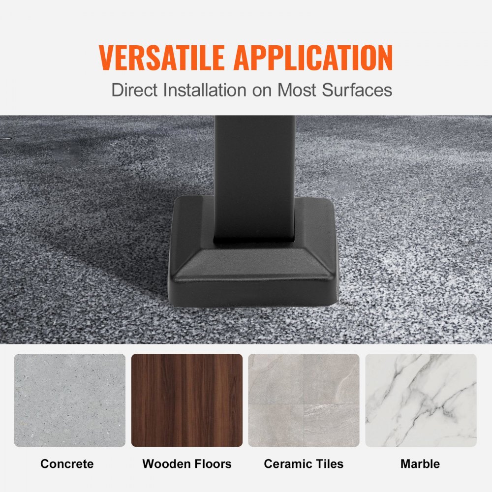 VEVOR Barandilla de Escalera Exterior 100 x 97,4 cm Barandilla de Hierro Forjado Altura y Ángulo Ajustable Pasamanos Exterior Portal para 1-3 Escalones Barandilla de Escalera Entrada Jardín, Negro