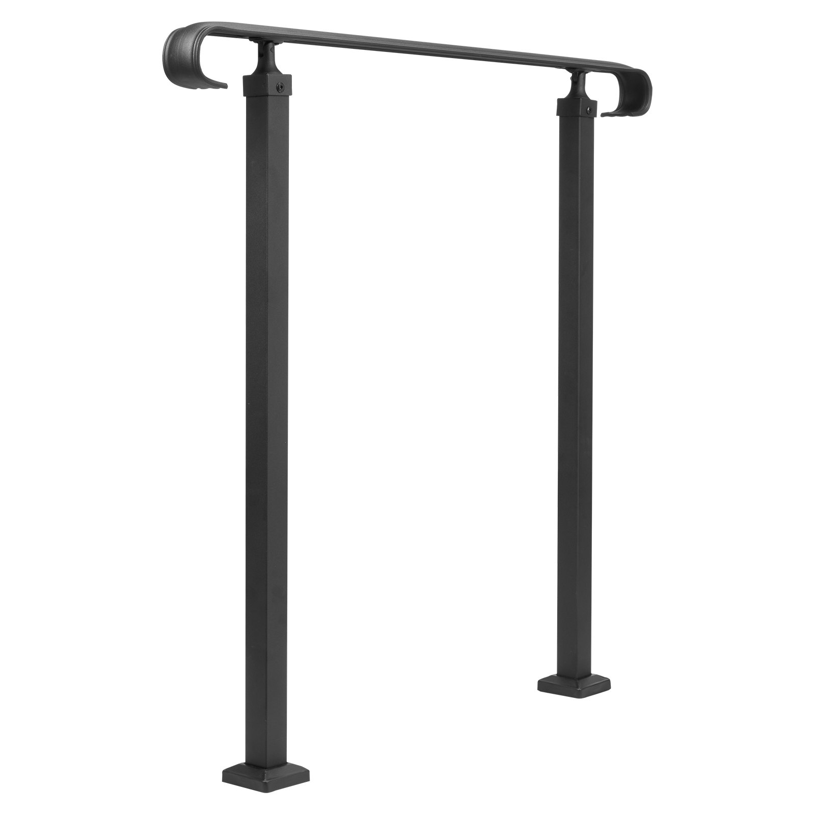 VEVOR Barandilla de Escalera Exterior 100 x 97,4 cm Barandilla de Hierro Forjado Altura y Ángulo Ajustable Pasamanos Exterior Portal para 1-3 Escalones Barandilla de Escalera Entrada Jardín, Negro