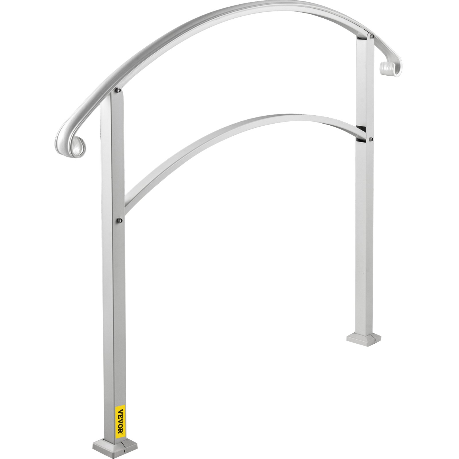 VEVOR Barandilla de Hierro 52,5 cm Pasamanos Escaleras 3 Pasos Baranda Exterior Ángulo Parapeto Blanco para Escalones de Hormigón para Balcones Jardines Edificios Hoteles Garajes