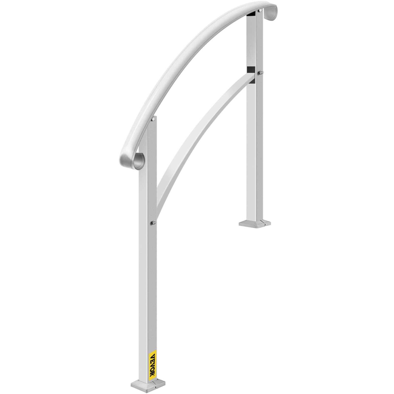 VEVOR Barandilla de Hierro 52,5 cm Pasamanos Escaleras 3 Pasos Baranda Exterior Ángulo Parapeto Blanco para Escalones de Hormigón para Balcones Jardines Edificios Hoteles Garajes
