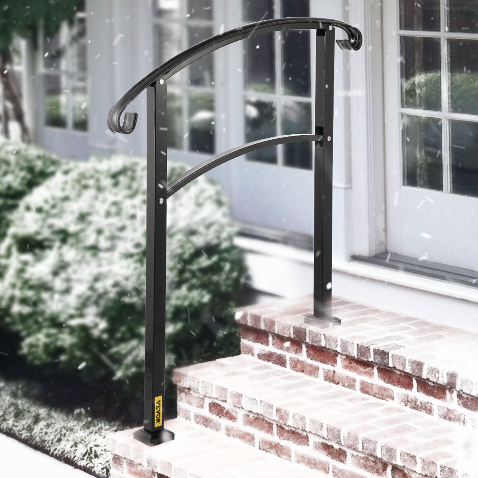 Barandilla de Hierro 52,5 cm Pasamanos Escaleras 3 Pasos Baranda Exterior Ángulo Parapeto Negro para Escalones de Hormigón Balcones Jardines Edificios Hoteles Garajes