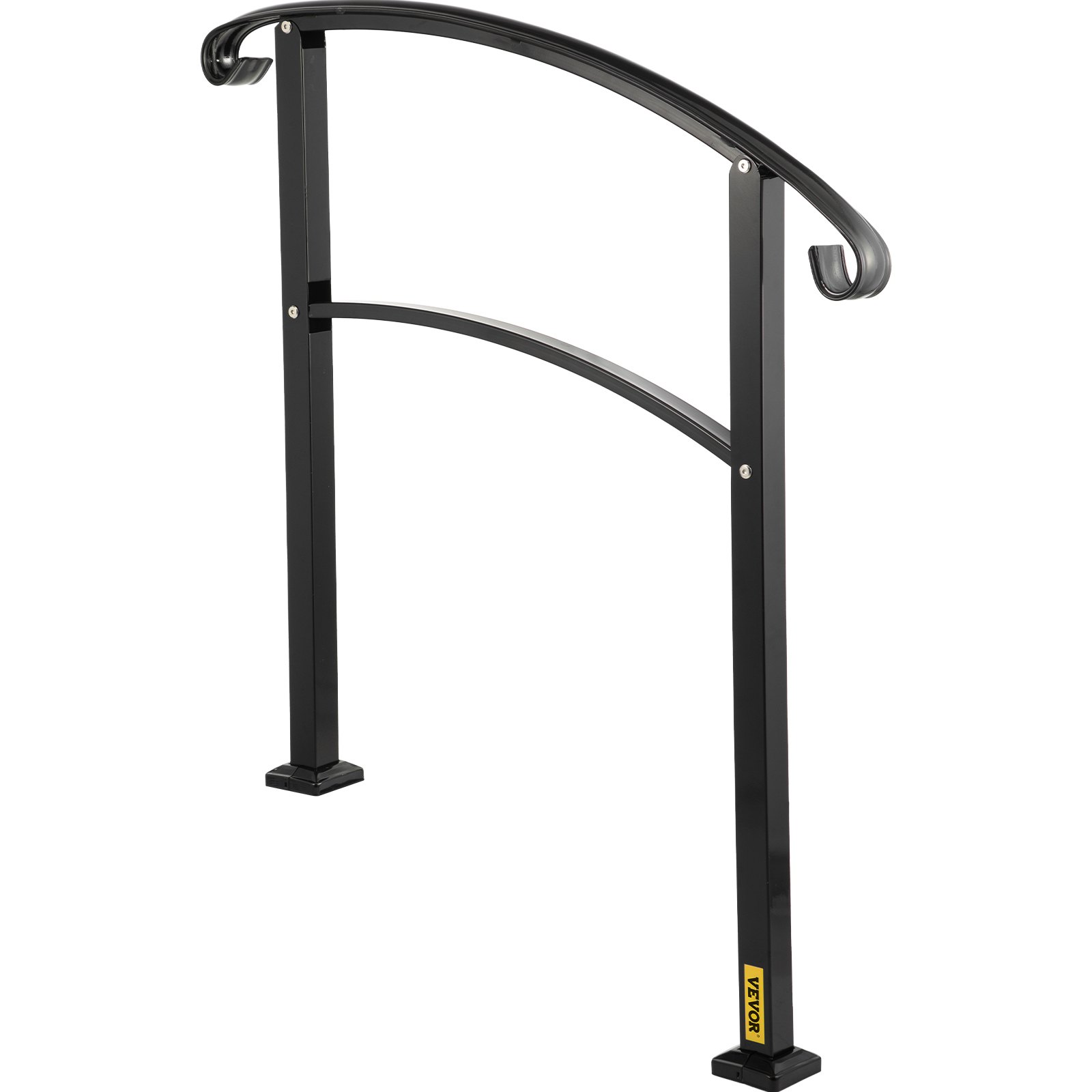 Barandilla de Hierro 52,5 cm Pasamanos Escaleras 3 Pasos Baranda Exterior Ángulo Parapeto Negro para Escalones de Hormigón Balcones Jardines Edificios Hoteles Garajes