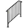 Pasamanos de exterior VEVOR negro con barras verticales y placa base resistente.