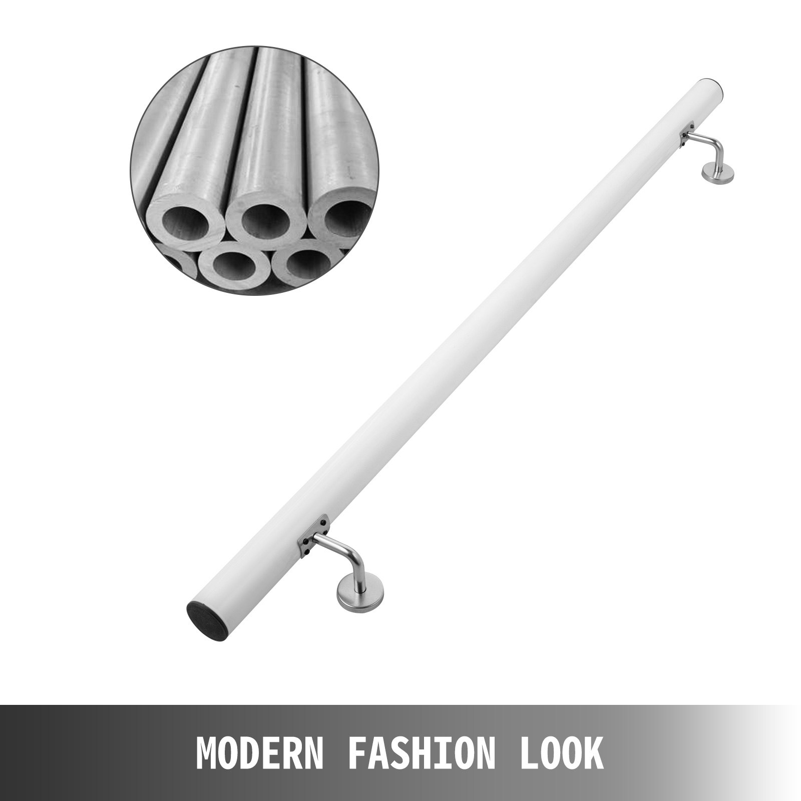 VEVOR Pasamanos Escalera 91 cm, Barandilla Escalera 91 cm, Pasamanos para Escaleras, Pasamanos de Pared, Montaje en Pared, de Aluminio, Color Blanco, para Escaleras Interiores y Exteriores, Loft