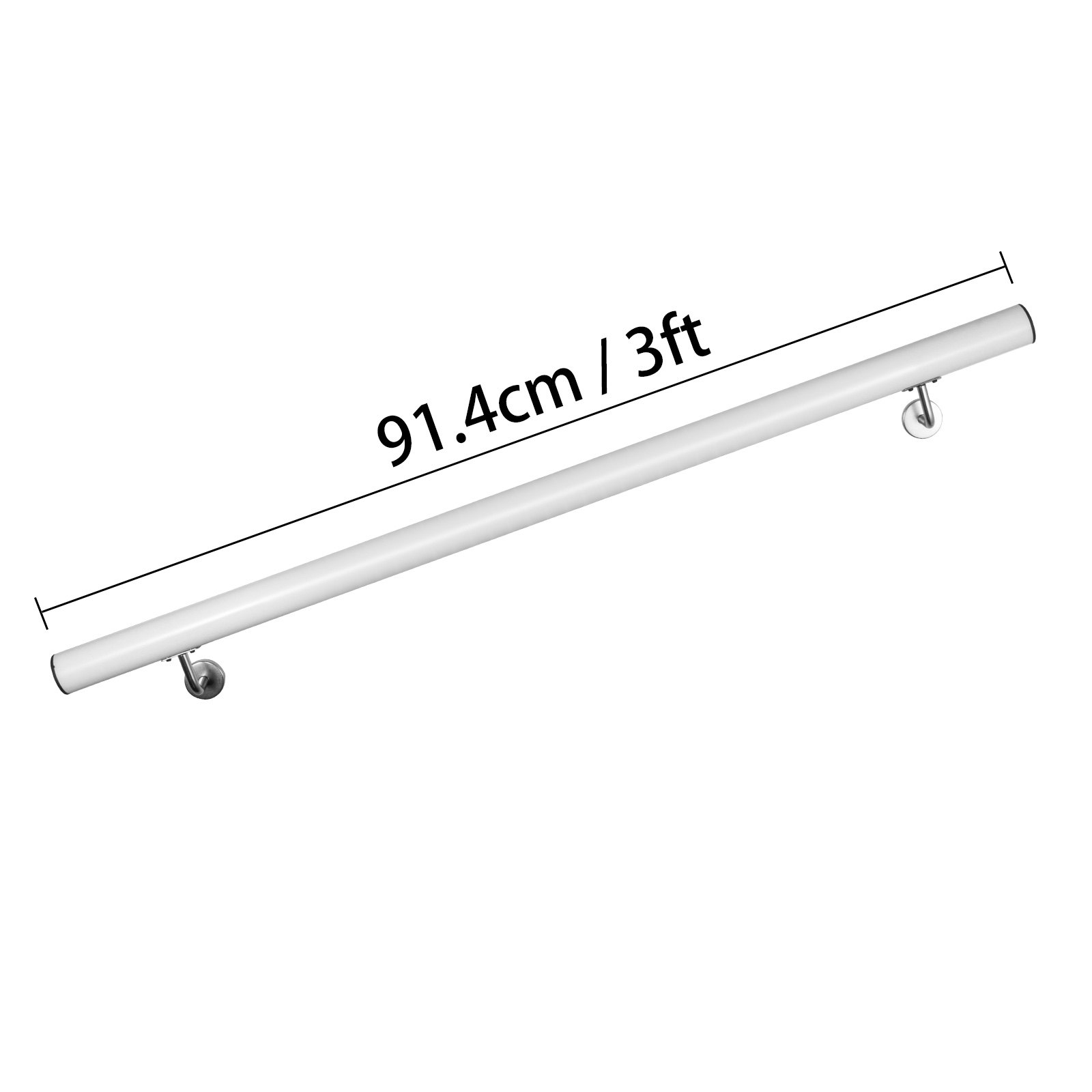 VEVOR Pasamanos Escalera 91 cm, Barandilla Escalera 91 cm, Pasamanos para Escaleras, Pasamanos de Pared, Montaje en Pared, de Aluminio, Color Blanco, para Escaleras Interiores y Exteriores, Loft