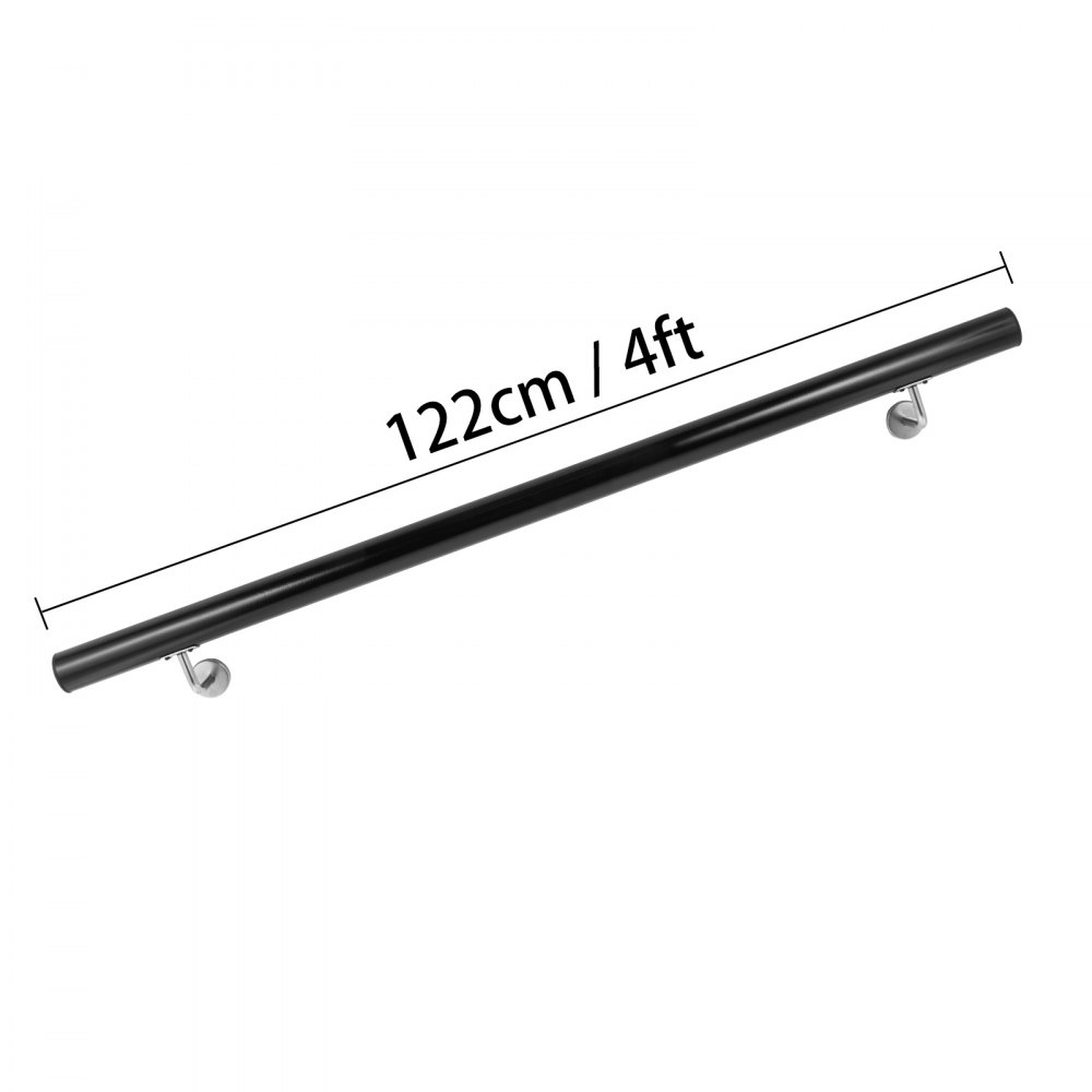 Pasamanos De Escaleras Barandilla De Aluminio De 122 Cm De Longitud Negra