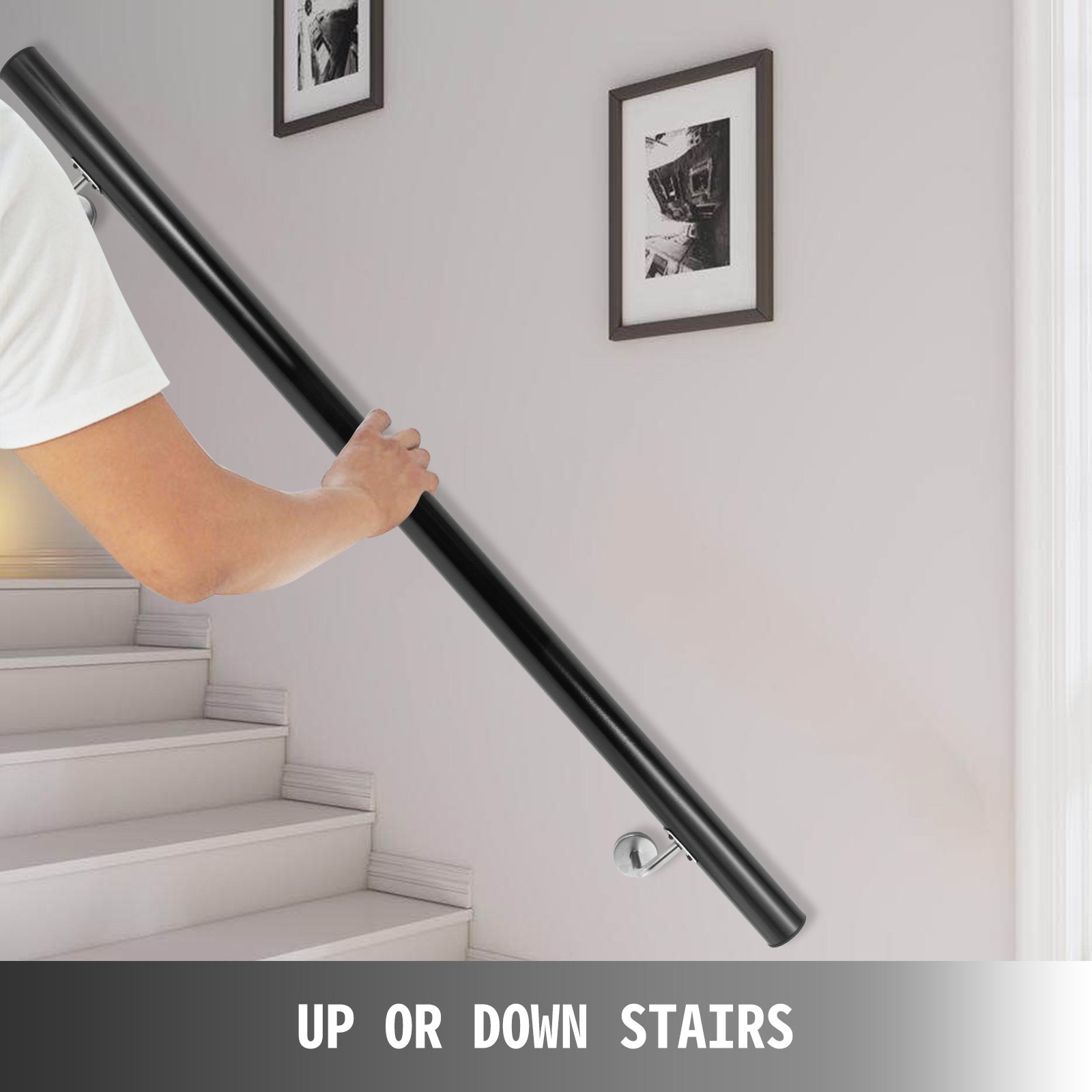 Pasamanos De Escaleras Barandilla De Aluminio De 122 Cm De Longitud Negra