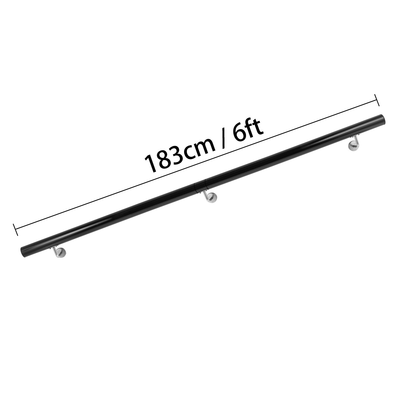 VEVOR Pasamanos Escalera 183 cm, Barandilla Escalera, Pasamanos para Escaleras, Pasamanos de Pared, Montaje en Pared, de Aluminio, Color Negro, para Escaleras Interiores y Exteriores, Loft