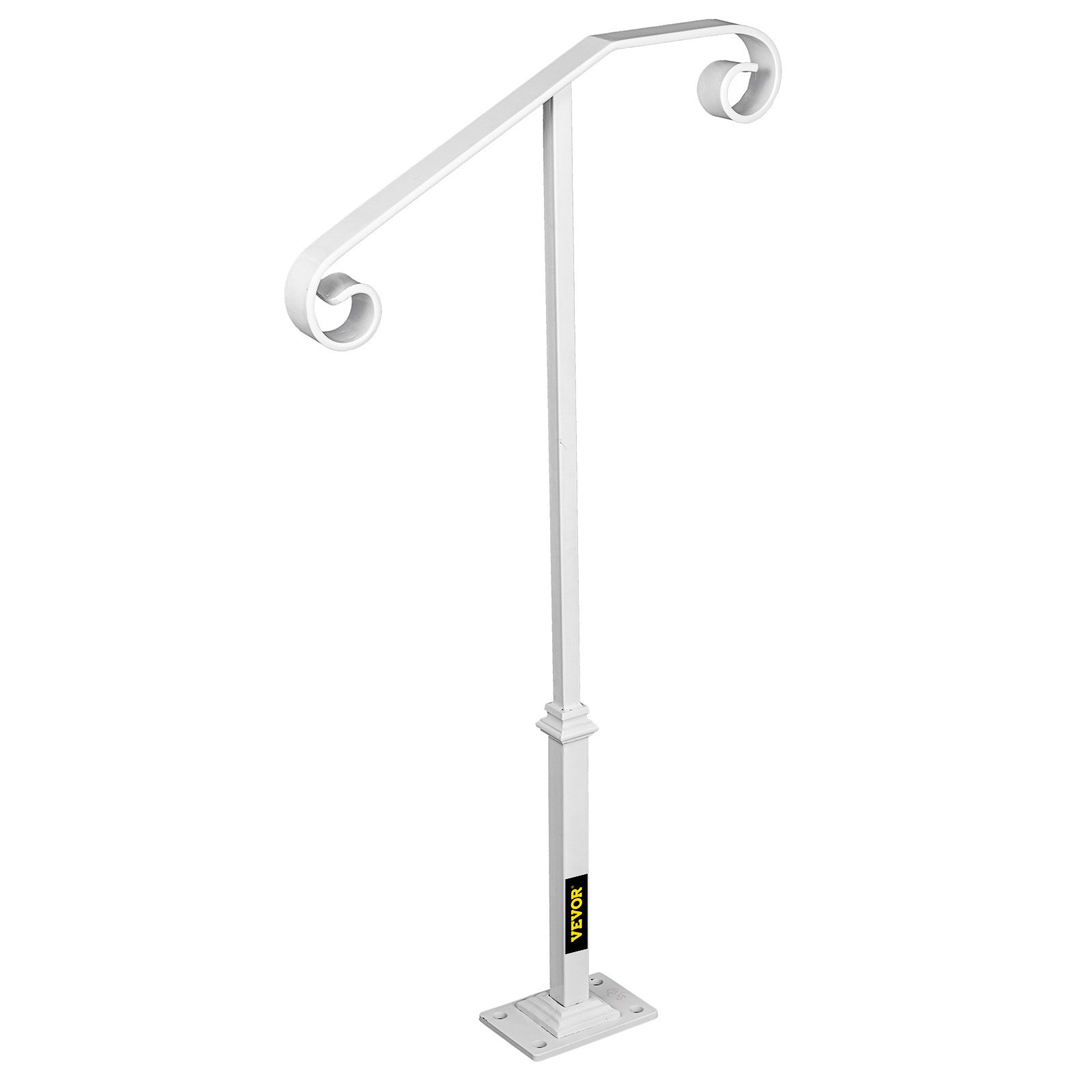 BuoQua Barandilla de Hierro para 1-2 Pasos Pasamanos Metálicos de Hierro Pasamanos de Metal con Base para Escaleras al Aire Libre Blanco