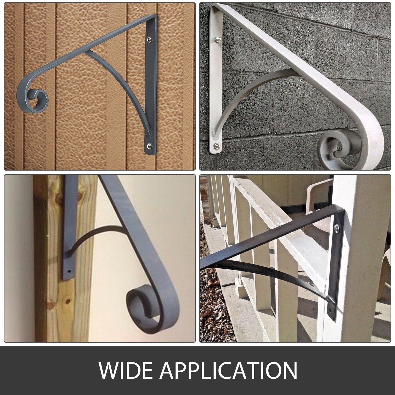 Barandilla de Escaleras Montada en Pared Metal para 1-2 Pasos Gris Brillante