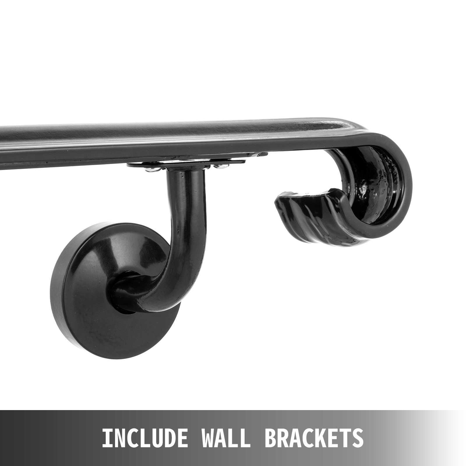 VEVOR Pasamanos Escalera 91.4 cm Barandilla Escalera 91.4 cm Pasamanos para Escaleras Pasamanos de Pared Montaje en Pared Hierro Forjado Color Negro
