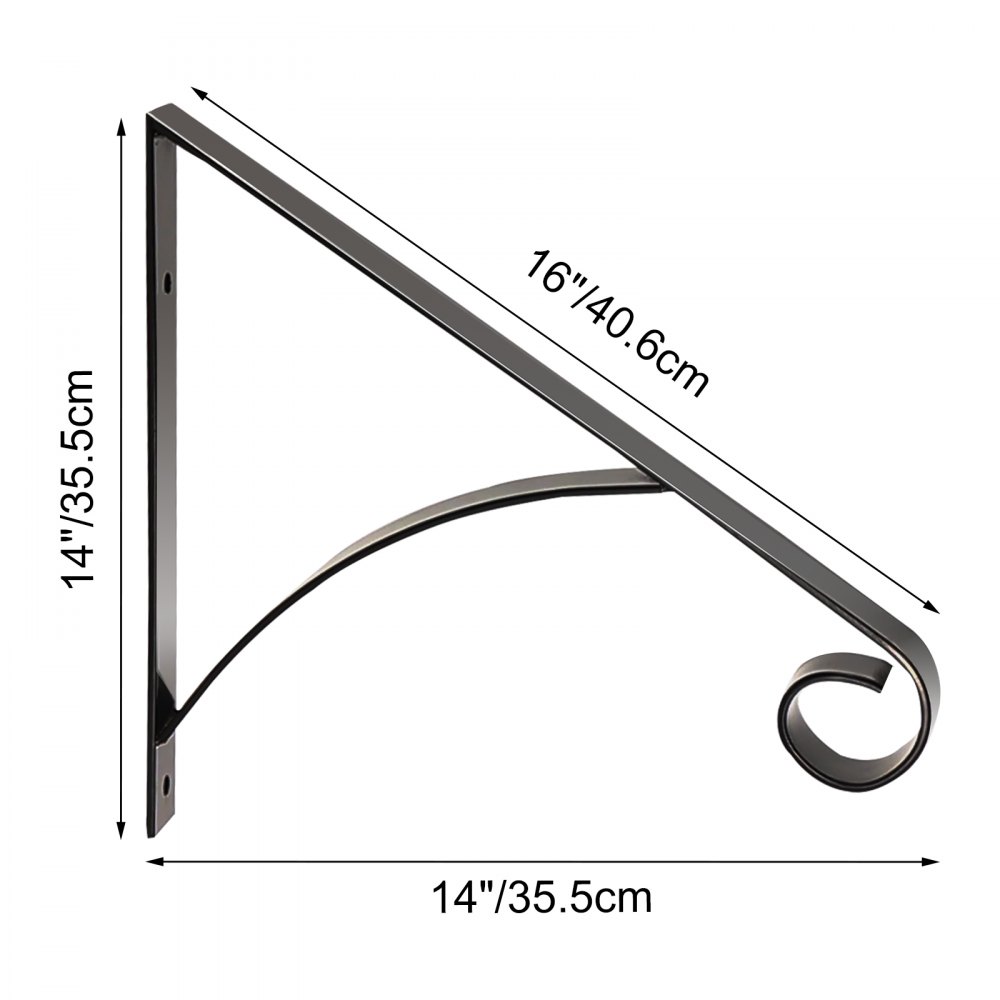 Vevor 40,6 X 35,5 X 35,5 Cm Pasamanos Hierro Forjado Barandilla Pared Escaleras
