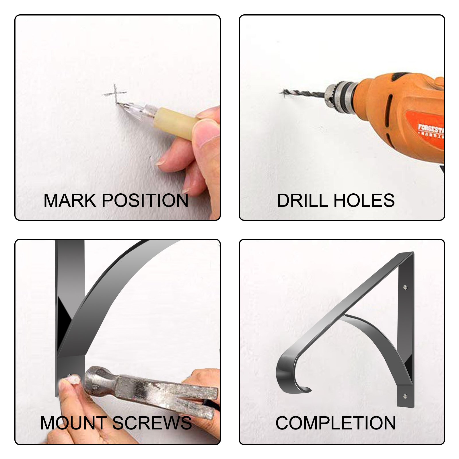 Vevor Pasamanos Escaleras Barandilla Escaleras 45,7x37,4x45,7 Cm Hierro Forjado