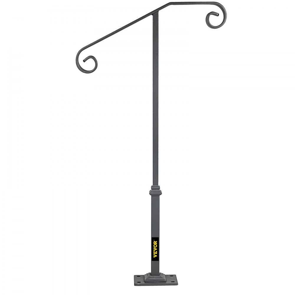 Pasamanos VEVOR Pasamanos decorativos de metal negro para exterior con diseño de volutas.