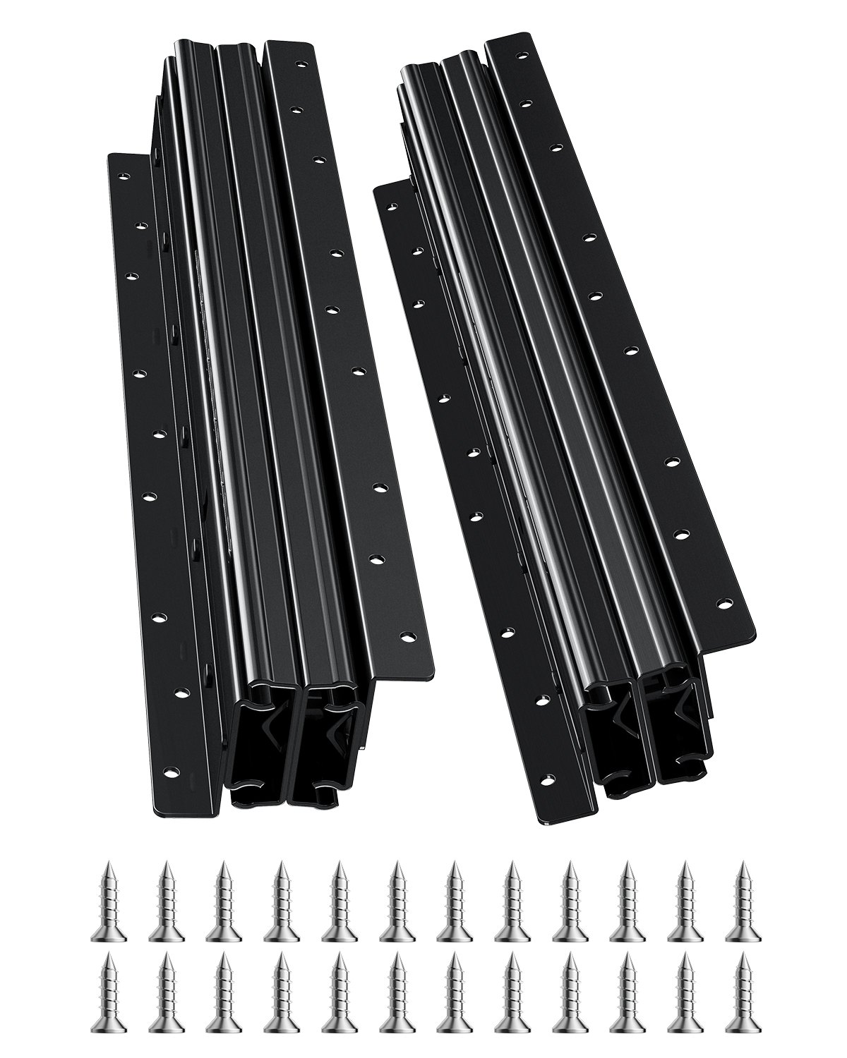 VEVOR Rieles Deslizantes para Cajones Bajo Encimera, Extensión Completa con Cojinetes de Bolas para Debajo de las Escaleras, Carga 117 kg, para Reemplazo de Bricolaje, Negro, 400 x 75 x 55 mm