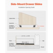 VEVOR Guías Cajones Bajo Encimera para Debajo de las Escaleras 1000 x 75 x 55 mm