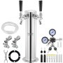 VEVOR Tower Kit, Kit de Conversión de Cerveza de Doble Grifo, Dispensador de Torre de Cerveza de Barril de Acero Inoxidable con Regulador W21.8 de Doble Calibre y Acoplador de Barril de Sistema A